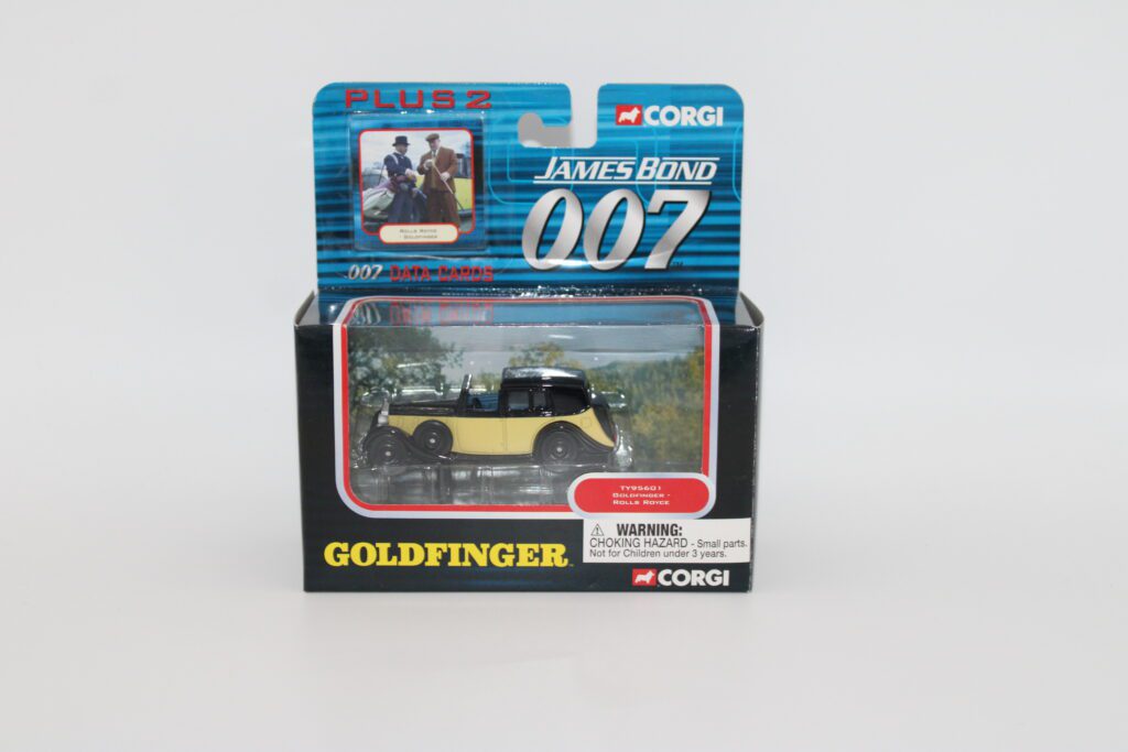 James Bond 007 Goldfinger Rolls Royce diecast car in original box plus 2 character cards from Corgi