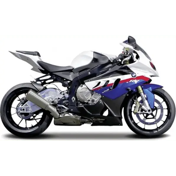 Maisto blue, white and red BMW RR diecast motorcycle for sale.