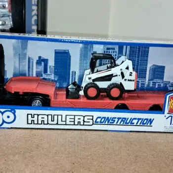 Burago Street Fire Mercedes truck and trailer with Bobcat - Haulers Construction